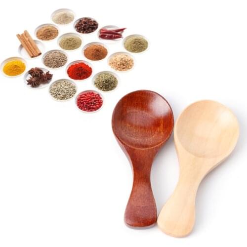 Small Wooden Salt Spoon Wood Sugar Condiments Tea Spoons Kitchen Tableware Tool