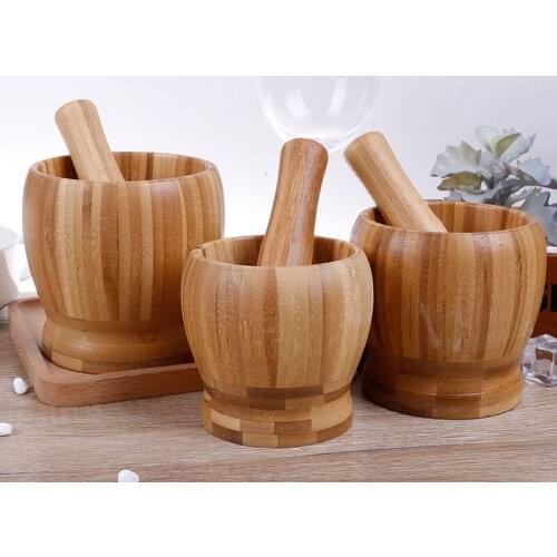 Mill Wooden Mortar And Pestle Set Garlic Pot Grinding Bowl Kitchen Tools & Gadgets Herb Mill Crusher