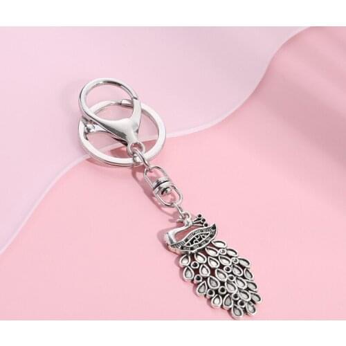 Metal Keychain Peacock Peafowl Key Ring Cute Animal Key Chains Gorgeous Gifts For Women Men Handbag Accessorie Jewelry Handmade