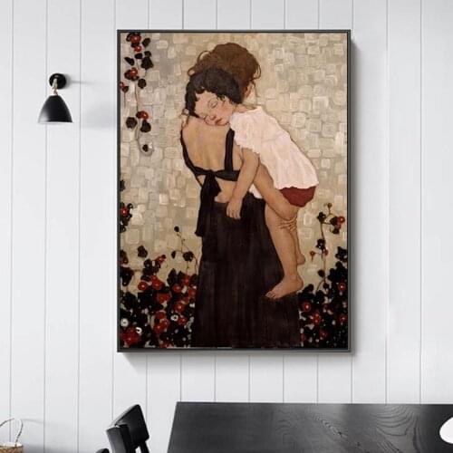 Modem Home Decor Xi Pan Mother And Child Canvas Painting Figure Prints And Posters On Canvas Wall Picture For Living Room