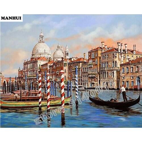 Diamond embroidery kits diy 5d diamond painting landscape mosaic pattern picture of rhinestones Boat city BCD004