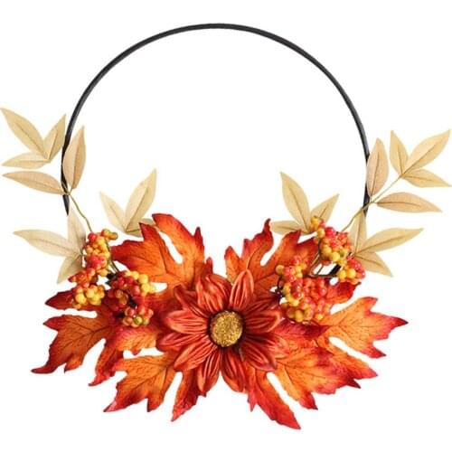 Fall Wreath Simple Maple Leaves Garland Christmas Decoration for Thanksgiving Garland Window Restaurant Home Door Wreath Decor