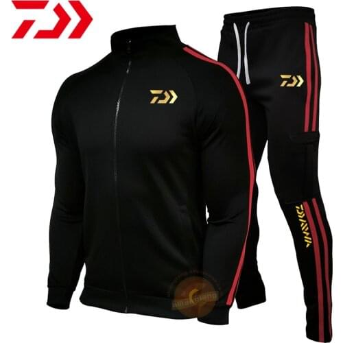 Daiwa Autumn Men Outdoor Sport Fishing Clothing Sets Fishing Jacket+Pants Two Pieces Sets Windproof Warm Travel Fishing Clothing