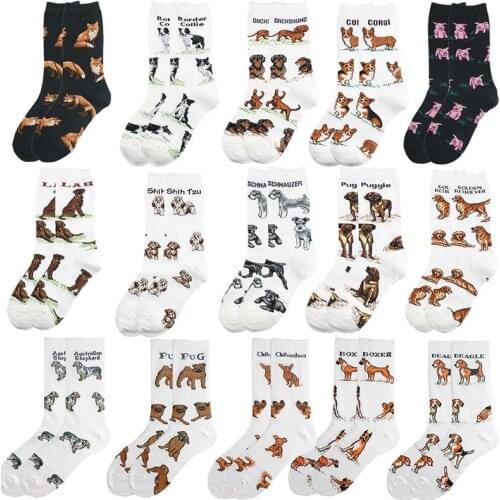 PEONFLY 1 Pair Cute Cartoon Animal Pattern Happy Socks Women Funny Pig Dog Penguin Kawaii Calcetines Haraujuku Cotton Socks