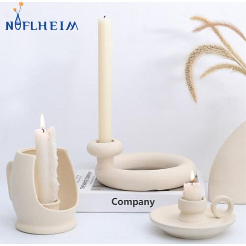 NIFLHEIM White Ceramic Vegetarian Candle Holder Figurines Nordic Modern Candlestick Oranment Home Interior Desktop Decoration