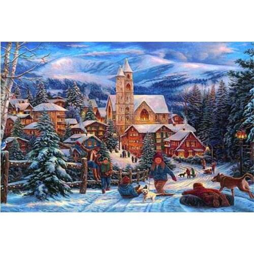 Full Square/Round 5D Diamond Painting "House snow winter scene"pictures of Rhinestones Diamond embroidery wall decoration FG1766