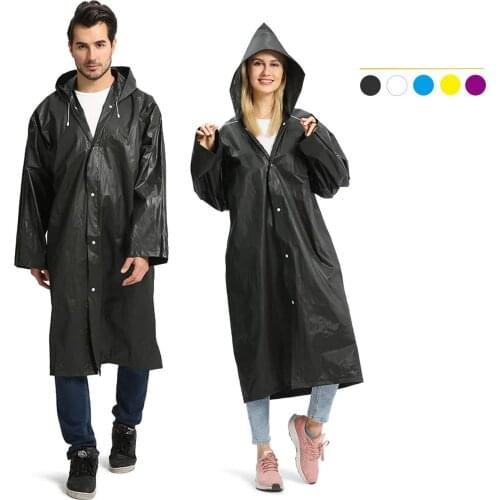 Portable EVA Raincoats for Adults, Reusable Rain Ponchos with Hoods and Sleeves Lightweight Raincoats
