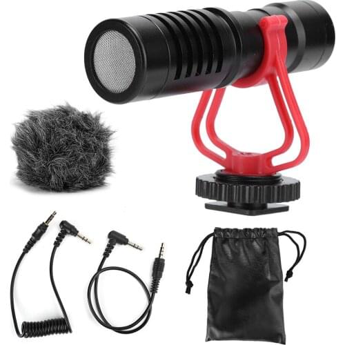 Portable Mini Vlog Shooting Condenser Microphone Audio Video Mic With Windscreen For SLR Smartphone Recorders Live Streaming