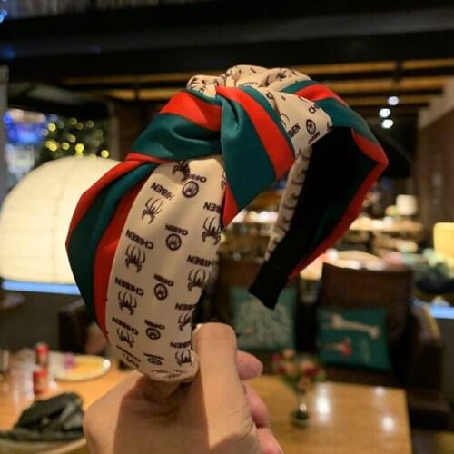 Knotted Hair Band In The Middle Womens Broad-brimmed Headband Red and Green Hairpin Temperament Headdress Hair Accessories