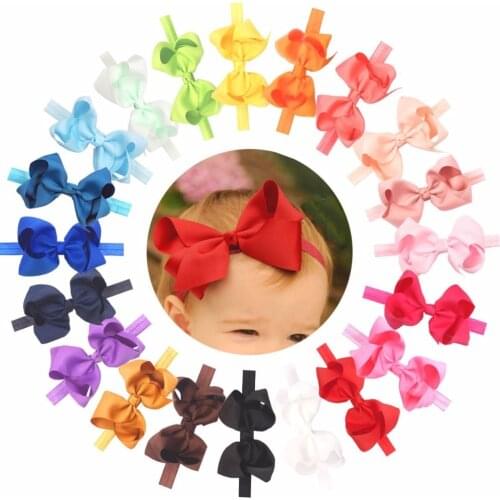 20 pcs Baby Girls Headbands Grosgrain Ribbon 4.5" Hair Bows Headband Big Bow Hair Bands for Toddlers