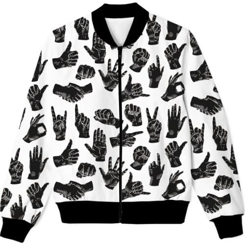REAL American SIZE Hands Print Sublimation Print Zipper Up Jacket Plus SIze 4XL 5XL 6XL