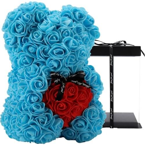 Rose teddy bears flower rose bear DIY gift box Romantic Artificial Bear Rose with Box Birthday Souvenir Gifts