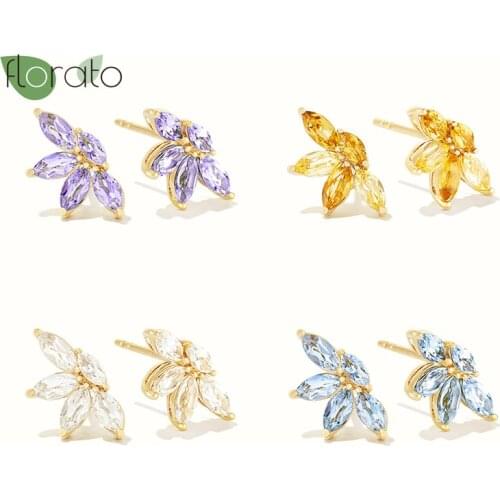 925 Silver Ear Needle Stud Earring Rainbow Sun Flower Cartilage Earring For Men Women Colorful Zircon Pendientes Gothic Jewelry
