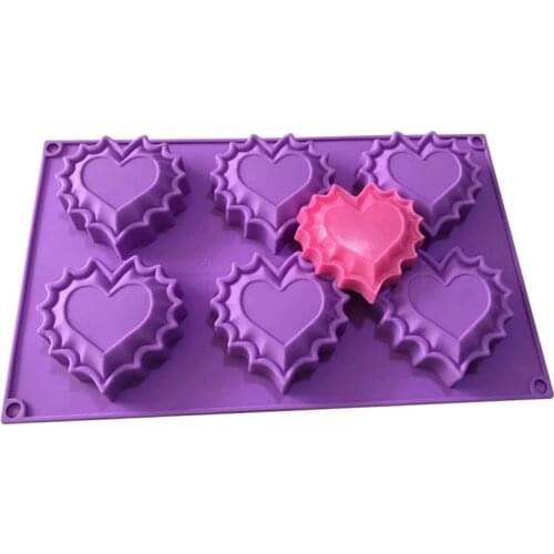 6 Hole Love Heart Shape Silicone Soap Molds Resin Liquid Mold New Crystal Cake Molds DIY Candle Making Tool Heart Soap Mold