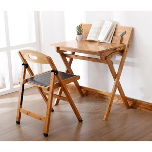 90*74*71CM Folding Study Table Bamboo Writing Desk Modern Student Learning Table With chair