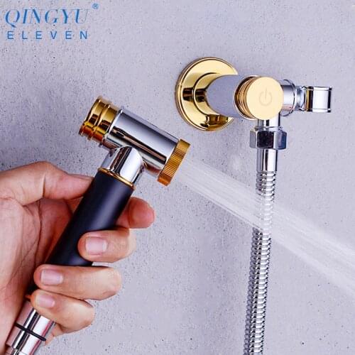 New Free Press Solid Brass Bidet Faucet Spray Gun Set Corner Valve Bidet faucets Free press Bidet Spray Gun Shower Set