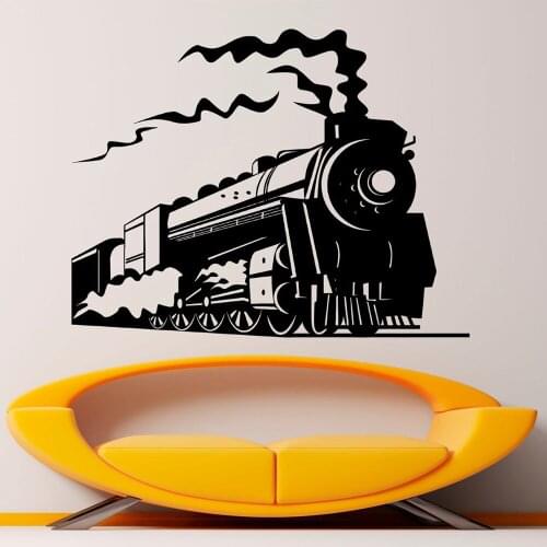 Old-fashioned Train Wall Decal Locomotive Kids Room Decor Vinyl Wall Sticker Nursery Home Bedroom Decoration Vinyl Poster X274