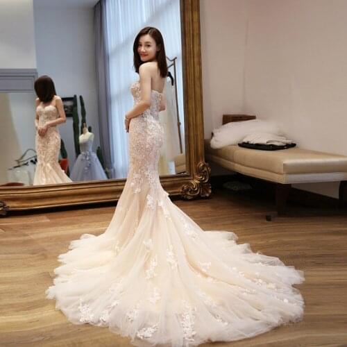 Vestido De Noiva Sereia New Arrive Beading Appliques Flowers Mermaid Wedding Dresses With Shawl Online Shop China Mariage