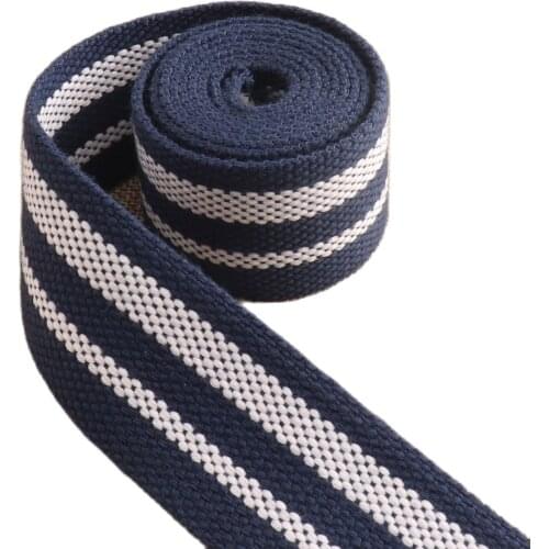 Navy Blue White Striped Webbing 38mm Cotton Webbing nylon webbing polyester webbing lanyard webbing handbag supplies 1 1/2 inch