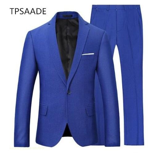 TPSAADE New 2 Pieces 2019 Fashion Mens Suits and Blazers Slim Fit Solid Men Suits for Wedding (Jacket+Pants+Tie) Custom made
