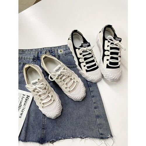 Flat Bottom Comfortable Mesh Breathable Solid Color Ladies Single Shoes Summer New Fashion College Style Casual Canvas Shoes