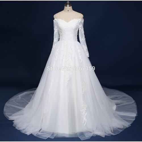 Vintage Lace Appliques Wedding-Dresses White Ivory Beautiful A Line Bridal Gown Vestido De Noiva