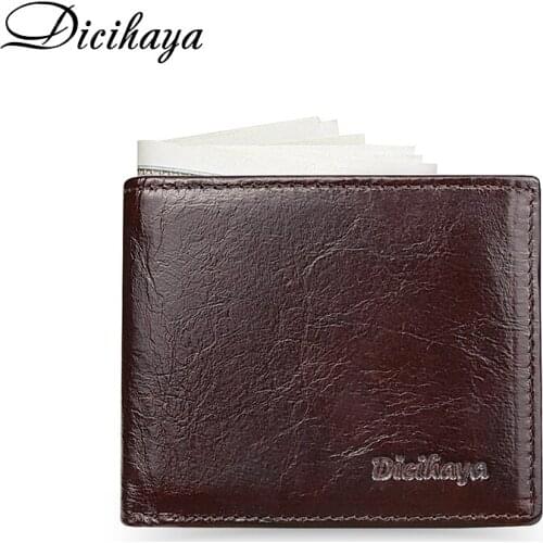 DICIHAYA Vintage Men Wallet Genuine Leather Short Wallets Male Multifunctional Cowhide Purse Coin Pocket Designer Rfid Wallet