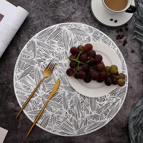 Waterproof Round Bamboo Leaves Woven Placemat Dining Table Mat Kitchen Decoration for Home Tableware Decoration