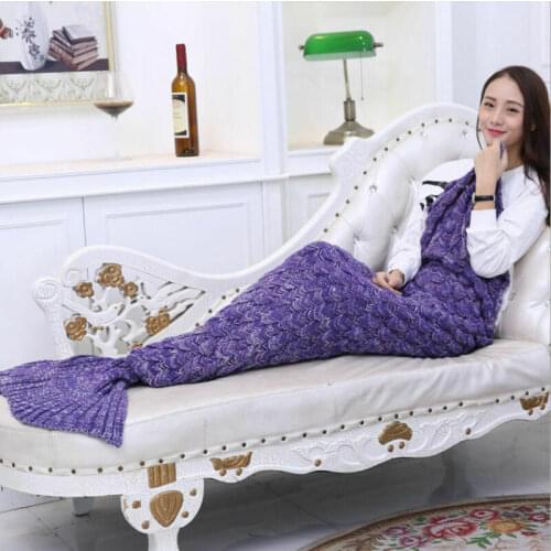 Kids Adults Mermaid Tail Blanket Crochet Mermaid Blanket For Adult Super Soft All Seasons Sleeping Knitted Blankets
