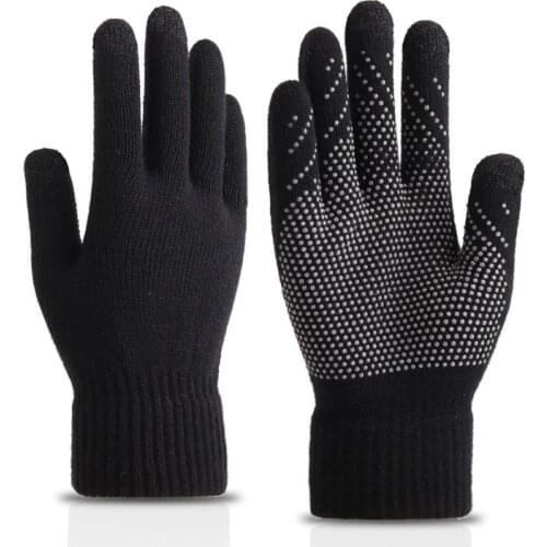 Knitted Non Slip Gloves Winter Warm Cycling Gloves Full Finger Waterproof Bike Gloves For Men Women Touch Screen Bicycle Gloves