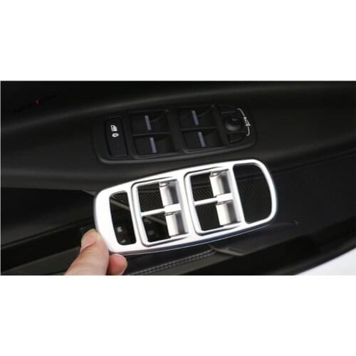 Yimaautotrims Inner Door Armrest Window Switch Control Panel Cover Trim Fit For Jaguar XE 2016 - 2019 ABS Interior Mouldings