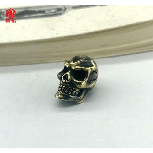 1PC Brass Skull Paracord Knife Beads EDC Outdoor Pocket Tools Paracord Bead Pendant