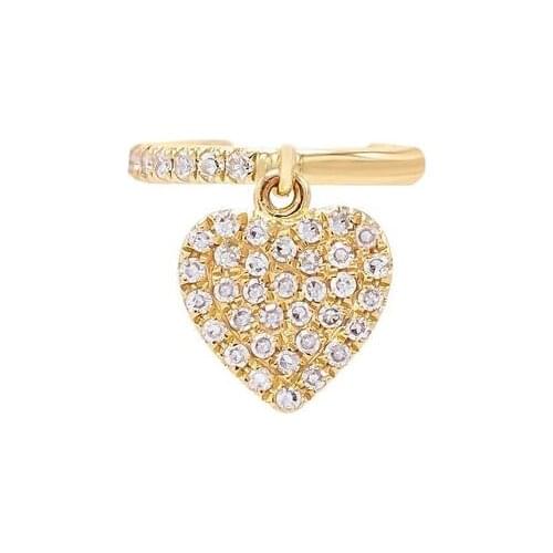 1 piece NO piercing women ear cuff micro pave cz heart charm clip on earring fashion
