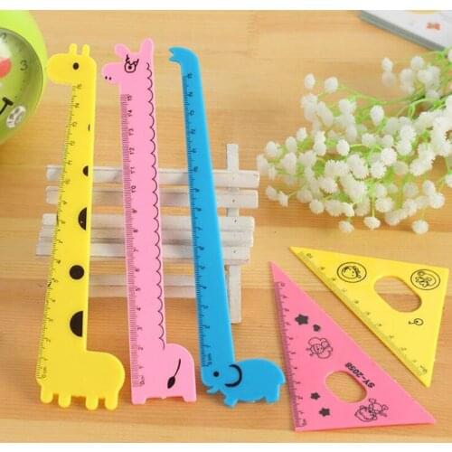 48Pcs/lot Kawaii Cartoon Giraffe Set Ruler Plastic Ruler Stationery For Student Novelty Party Gift For Kids
