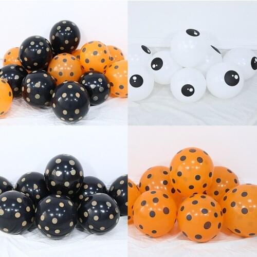 5/12inch Orange Black Polka Dot Balloons Halloween Party Decoration Matte Dot Latex Globos for Kids Baby Shower Background Decor