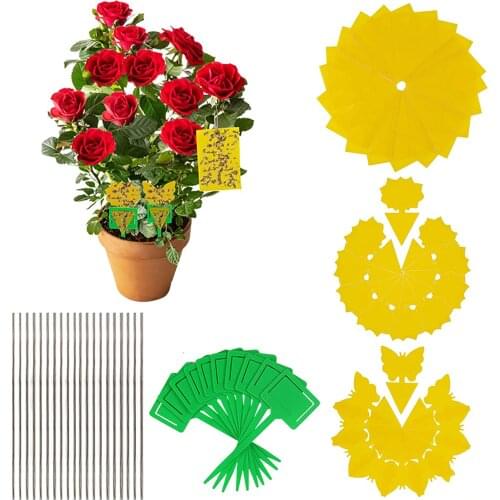 Behogar 30pcs Dual-Sided Yellow Sticky Traps White Aphid Flying Plant Insects Catcher for Garden Greenhouse Trees Flowers Fruits