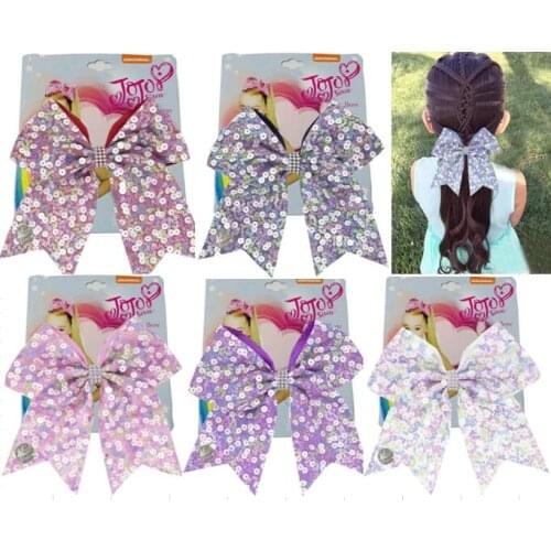 Sequin Cheer Bows Kids Children Rhinestone Girls Holder Elastic Hair Bands Hair Accessories 8PCS/ DROP SHIPPIING