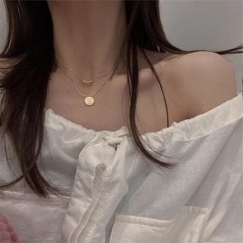 "i am happy in your sweet love" Coin Pendant Necklaces Golden Double Layer Chain Choker Necklace For Women 2021 New Jewelry gift