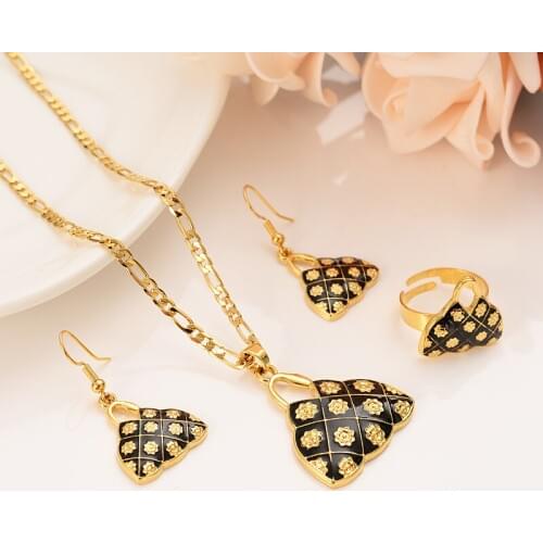 Gold color PNG Necklace pendant Earrings ring Set Women Party Gift african women bag shape bridal wedding Jewelry girls charm