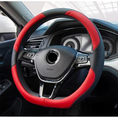 D Shape Car Steering Wheel Cover Microfiber Leather Embossed grain For VW GOLF 7 2015 POLO JETTA For Kia Sportage Optima K5