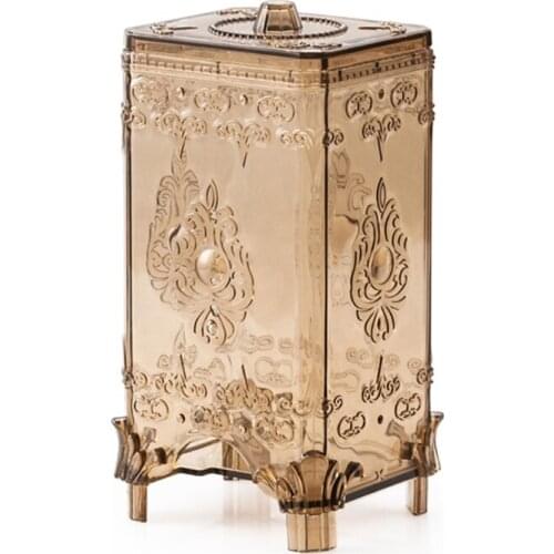 European Style Cotton Pads Holder Dispenser Vintage Makeup Cosmetic Nail Remover Pad Clear Storage Box Case Organizer with Lid