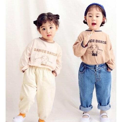 2 3 4 5 6 7 Y Toddler Kids Shirts Cartoon Print Long Sleeve Tops for Girls Boys Clothing Korean Casual Pullover Children Shirt