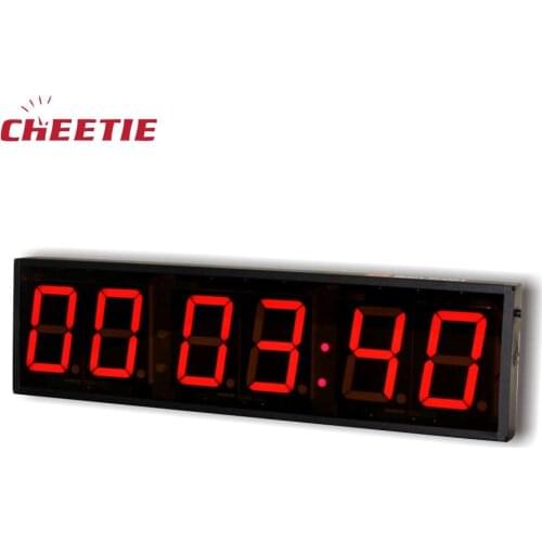 Electronic Wall Mounted 6 Digit 4 Inch 12V Red Green Blue LED Digital Clock in Desk Table Clocks