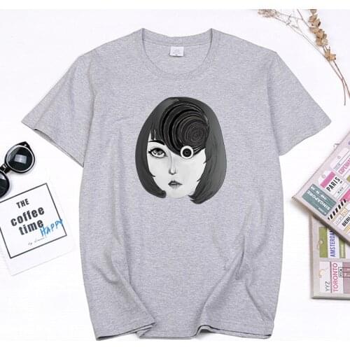 Horror Manga Junji Ito T Shirts Shintaro Kago Girl Graphic Tshirt Thriller Comics Tees O-neck Cotton Unisex Aesthetic Clothes