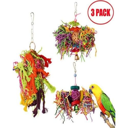 Parrot Toy Bird Toy Rattan Ball Bamboo Net Wire Drawing Paper Silk Grass Gnawing Cotton Rope Swing Toy Bird Ladder 3pc/set