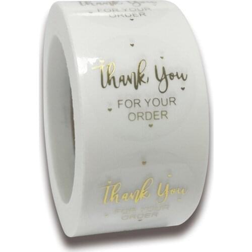 50-500pcs Round Gold Foil Thank You For Your Order Stickers 1 inch Wedding Pretty Gift Cards Envelope Sealing Label Stickers