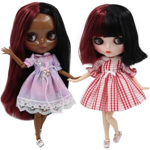 ICY DBS Blyth doll customized nude doll with black mixed red hair jiont body for 1/6 doll for girl gift NO.BL117/12532