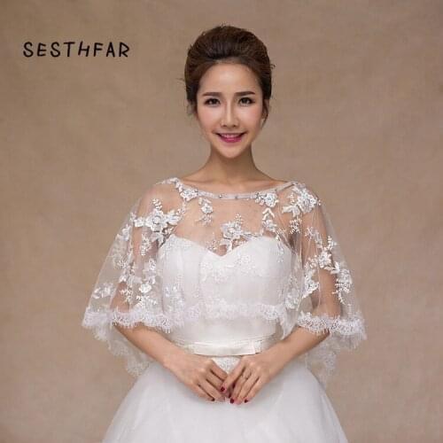 Fashion Sheer Summer Bolero Eyelash Lace Hi-Lo Capes Jacket for Evening Party Women Shawl Accessories Short Wrap Bridal