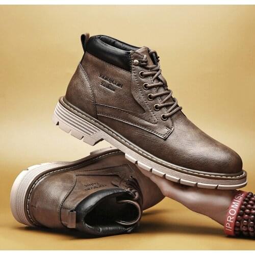 ZSAUAN Men Boots 39-47 Plus Size Casual Work Tooling Boots Classic Marrtin Men Boots Street Fashion All-match Style British Shoe