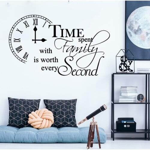 Modern Family Love Inspirational Quote Clock Wall Sticker Living Room Time Spent With Family Wall Decal Bedroom Vinyl Decor